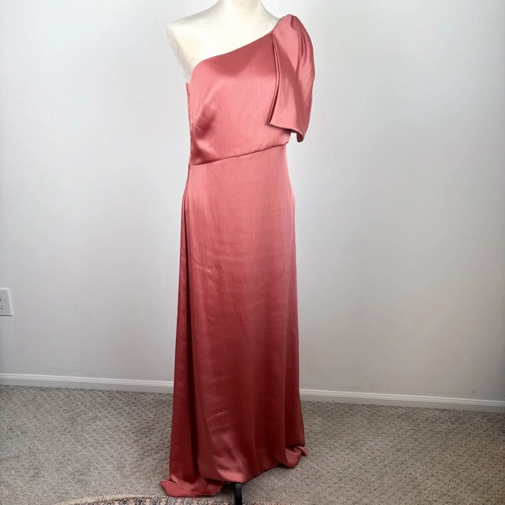 NWT‎ Sachin + Babi Chelsea One Shoulder Bow Rouge Dusty Pink Gown Dress